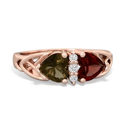 Smoky Quartz Celtic Knot Double Heart 14K Rose Gold ring R5040