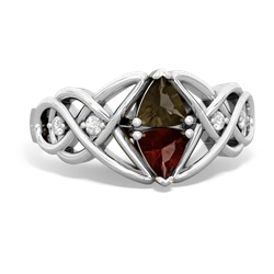 Smoky Quartz Keepsake Celtic Knot 14K White Gold ring R5300