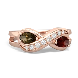 Smoky Quartz Diamond Infinity 14K Rose Gold ring R5390