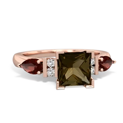 Smoky Quartz 6Mm Princess Eternal Embrace Engagement 14K Rose Gold ring C2002