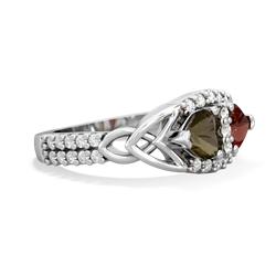 Smoky Quartz Sparkling Celtic Knot 14K White Gold ring R2645