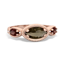 Smoky Quartz Milgrain Marquise 14K Rose Gold ring R5700