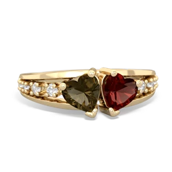 Smoky Quartz Heart To Heart 14K Yellow Gold ring R3342