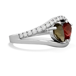 Smoky Quartz Nestled Heart Keepsake 14K White Gold ring R5650