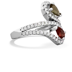 Smoky Quartz Diamond Dazzler 14K White Gold ring R3000