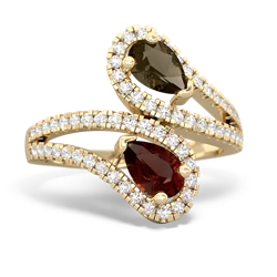 Smoky Quartz Diamond Dazzler 14K Yellow Gold ring R3000