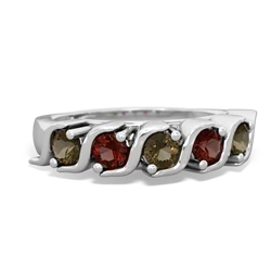 Smoky Quartz Anniversary Band 14K White Gold ring R2089