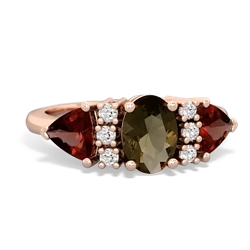 Smoky Quartz Antique Style Three Stone 14K Rose Gold ring R2186