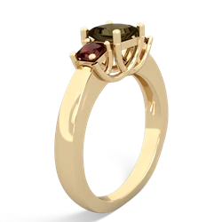 Smoky Quartz Three Stone Trellis 14K Yellow Gold ring R4015