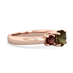 Smoky Quartz Three Stone Round Trellis 14K Rose Gold ring R4018