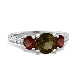 Smoky Quartz Pave Trellis 14K White Gold ring R5500