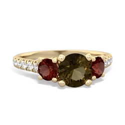 Smoky Quartz Pave Trellis 14K Yellow Gold ring R5500