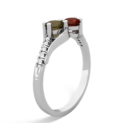 Smoky Quartz Infinity Pave Two Stone 14K White Gold ring R5285