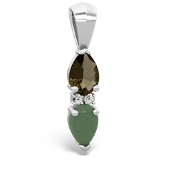 Smoky Quartz Bowtie Drop 14K White Gold pendant P0865