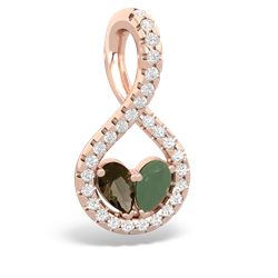 Smoky Quartz Pave Twist 'One Heart' 14K Rose Gold pendant P5360