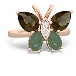 Smoky Quartz Butterfly 14K Rose Gold ring R2215