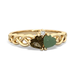 Smoky Quartz Heart To Heart Braid 14K Yellow Gold ring R5870