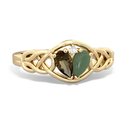 Smoky Quartz Celtic Love Knot 14K Yellow Gold ring R5420