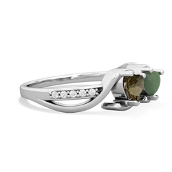 Smoky Quartz Side By Side 14K White Gold ring R3090