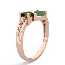 Smoky Quartz Snuggling Hearts 14K Rose Gold ring R2178