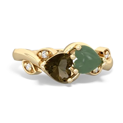 Smoky Quartz Floral Elegance 14K Yellow Gold ring R5790