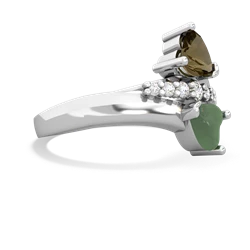Smoky Quartz Heart To Heart 14K White Gold ring R2064