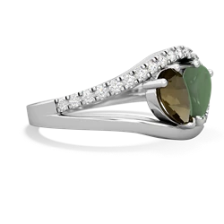 Smoky Quartz Nestled Heart Keepsake 14K White Gold ring R5650