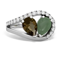 Smoky Quartz Nestled Heart Keepsake 14K White Gold ring R5650