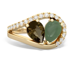 Smoky Quartz Nestled Heart Keepsake 14K Yellow Gold ring R5650