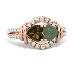 Smoky Quartz Art-Deco Keepsake 14K Rose Gold ring R5630