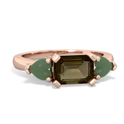 Smoky Quartz Three Stone 14K Rose Gold ring R5235