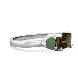 Smoky Quartz Three Stone 14K White Gold ring R5235