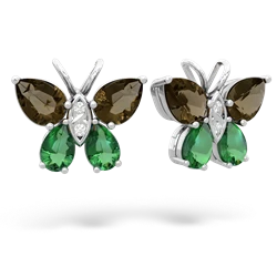 Smoky Quartz Butterfly 14K White Gold earrings E2215