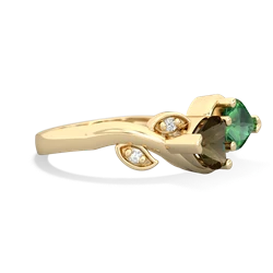 Smoky Quartz Floral Elegance 14K Yellow Gold ring R5790