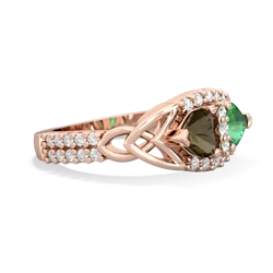 Smoky Quartz Sparkling Celtic Knot 14K Rose Gold ring R2645