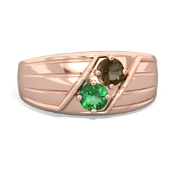 Smoky Quartz Men's Streamline 14K Rose Gold ring R0460