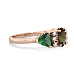 Smoky Quartz Antique Style Three Stone 14K Rose Gold ring R2186