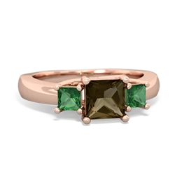 Smoky Quartz Three Stone Trellis 14K Rose Gold ring R4015