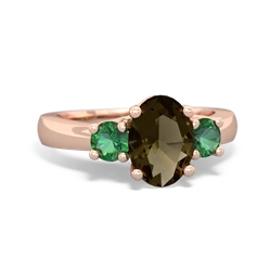 Smoky Quartz Three Stone Oval Trellis 14K Rose Gold ring R4024