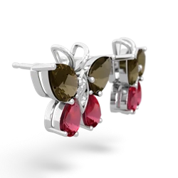 Smoky Quartz Butterfly 14K White Gold earrings E2215