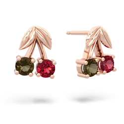 Smoky Quartz Sweet Cherries 14K Rose Gold earrings E7001