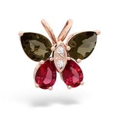 Smoky Quartz Butterfly 14K Rose Gold pendant P2215