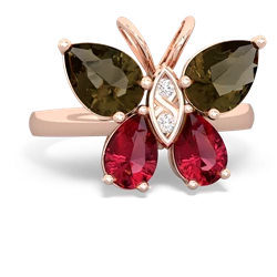 Smoky Quartz Butterfly 14K Rose Gold ring R2215