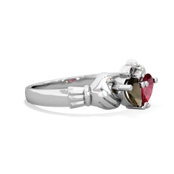 Smoky Quartz 'Our Heart' Claddagh 14K White Gold ring R2388