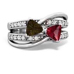 Smoky Quartz Bowtie 14K White Gold ring R2360