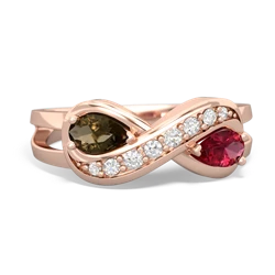 Smoky Quartz Diamond Infinity 14K Rose Gold ring R5390