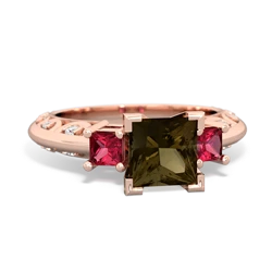 Smoky Quartz Eternal Embrace Engagement 14K Rose Gold ring C2001