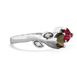 Smoky Quartz Floral Elegance 14K White Gold ring R5790