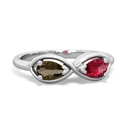 Smoky Quartz Infinity 14K White Gold ring R5050