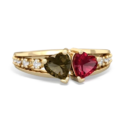 Smoky Quartz Heart To Heart 14K Yellow Gold ring R3342